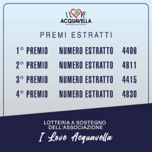 Premi estratti Lotteria I Love Acquavella 2025